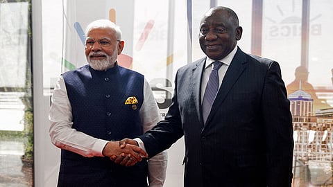 South African President Cyril Ramaphosa with PM Narendra Modi