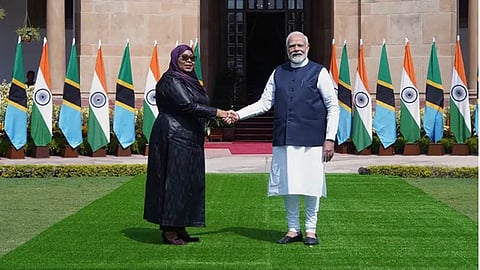 PM Narendra Modi and Tanzanian President Samia Suluhu Hassan