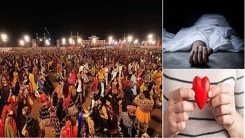 Garba dance programme as part of Navratri celebrations (L).