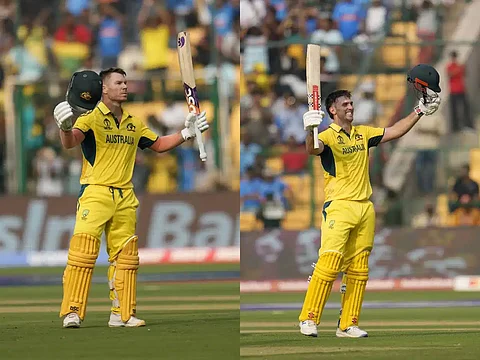 David Warner and Mitchell Marsh score centuries in World Cup match against Pakistan