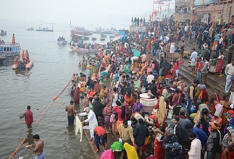 Lakhs of devotees thronged river banks in Varanasi and Ayodhya on Monday to take  a dip on the occasion of Kartik Purnima.