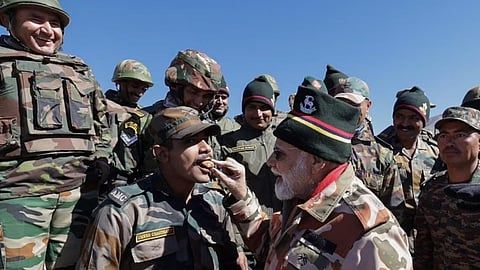 India safe as long as its brave soldiers stand guard at borders: Modi to security forces on Diwali