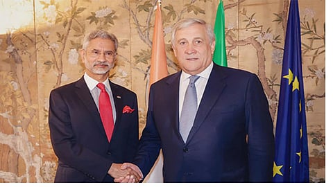 External Affairs Minister S Jaishankar with his counterpart Antonio Tajani.