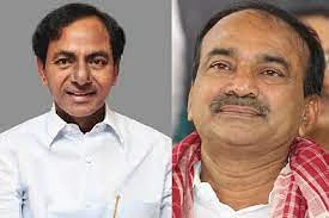 BRS chief K Chandrasekhar Rao and BJP MLA Etala Rajender