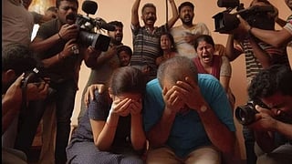 An AI-generated fake image of media hounding.