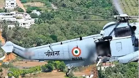 Chetak helicopter that has been crashed at INS Garuda, Kochi