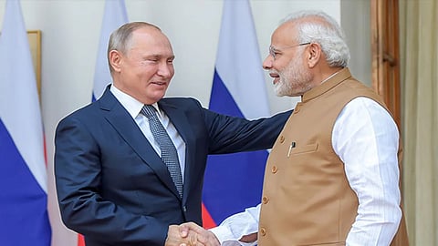Russian President Vladimir Putin with PM Narendra Modi