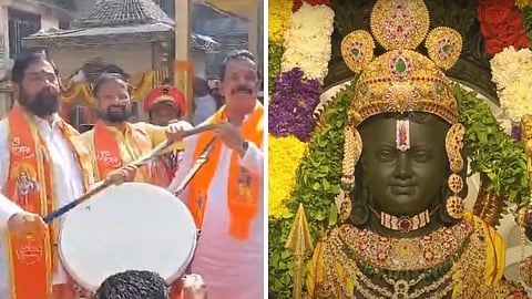 Maharashtra CM Shinde joins 'dhol' celebration for Ram Lalla idol consecration