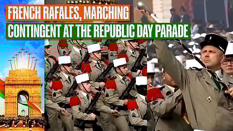 French marching contigent during India's 75th Republic Day parade