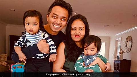 Anand Sujith Henry, his wife Alice Priyanka, and their 4-year-old twin boys