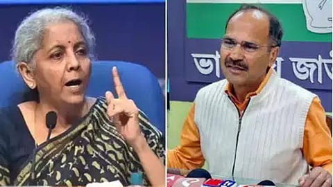Union Finance Minister Nirmala Sitharaman  and Congress leader Adhir Ranjan Chowdhury