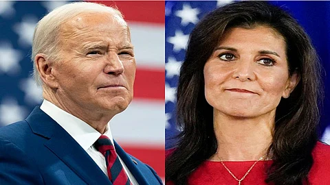 US President Joe Biden and Indian-American Nikki Haley