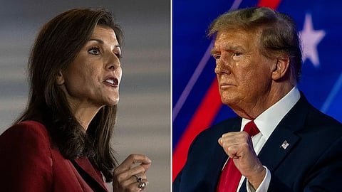 Republican presidential candidate Nikki Haley and her rival Donal Trump
