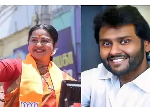 Radikaa Sarathkumar (L),Vijaya Prabakaran  (R)