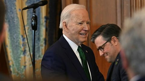 Joe Biden speaks at Gridiron Club in Washington.