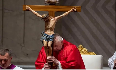 Pope delivers Easter Vigil homily after skipping Good Friday