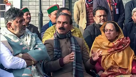 Himachal Pradesh Chief Minister Sukhvinder Singh Sukhu (middle)