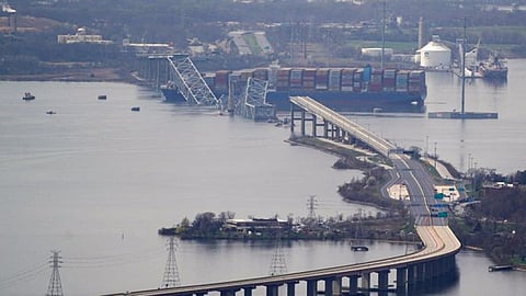 The accident view of Francis Scott Key Bridge in Baltimore