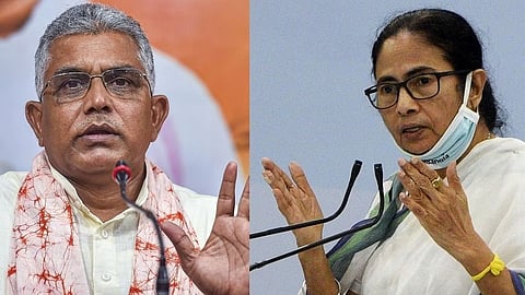 Dilip Ghosh (L),Mamata Banerjee (R)