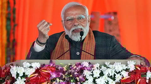 Prime Minister Narendra Modi addresses during the 'Viksit Bharat, Viksit Jammu & Kashmir' programme, in Srinagar, Thursday, March 7, 2024.