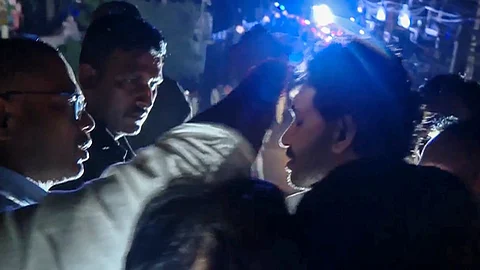 Andhra Pradesh Chief Minister YS Jagan Mohan Reddy is attended to after an injury near his left eye in a stone throwing incident during his Bus Siddam Yatra In Vijayawada, Saturday, April 13, 2024.