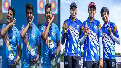Archery world cup - India win team gold for Men and Women