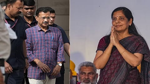 Delhi CM Arvind Kejriwal (L) and Sunitha Kejriwal (R)