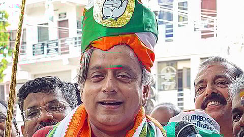 Congress candidate Shashi Tharoor during an election campaign for the Lok Sabha polls, in Thiruvananthapuram, Tuesday, April 23, 2024.
