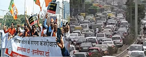 Traffic snarls in central Delhi as BJP holds protest