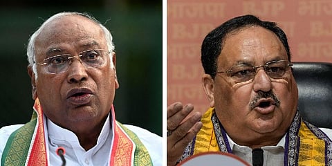 Mallikarjun Kharge (L), J P Nadda (R)