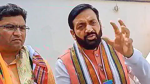 Haryana Chief Minister Nayab Saini addresses the media after an election rally, in Sirsa, Wednesday, May 8, 2024.