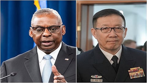 US Defense Secretary Lloyd Austin and his Chinese counterpart Admiral Dong Jun