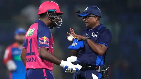 Sanju Samson out : The third umpire ruled Samson out but the RR skipper was not happy. He initially started walking towards the pavilion, only to return to the middle and have some words with the on-field umpires.
