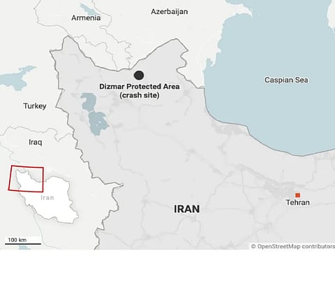 Iran helicopter crash site map