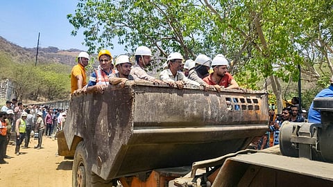 Rescue and relief work underway after a lift collapsed at Kolihan mine, in Jhunjhunu district, Rajasthan, Wednesday, May 15, 2024.