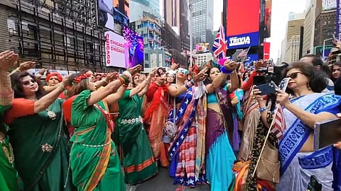 Saree tradtion display at Times Square, New York city