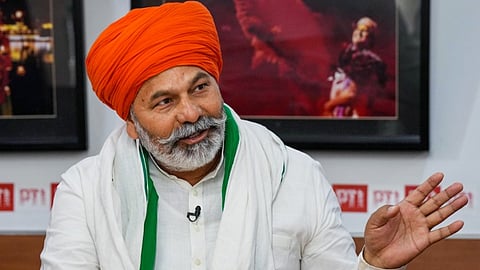 Farmer leader Rakesh Tikait during an interview with PTI, in New Delhi, Tuesday, April 16, 2024.