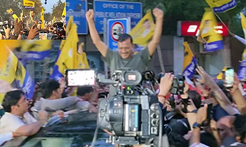 Kejriwal after walking out of Tihar