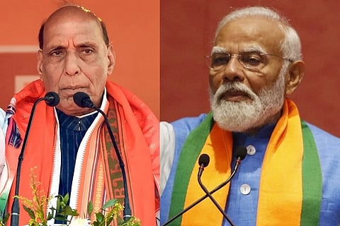 PM Modi (R), Rajnath Singh (L)