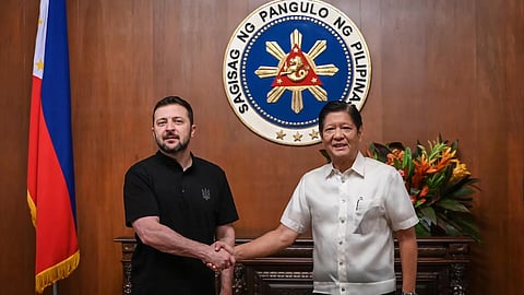 Ukrainian President Volodymyr Zelenskyy and Philippines President Ferdinand Marcos Jr