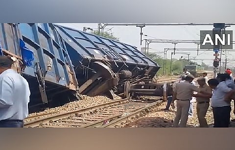 Three coaches of goods train derail near Faridabad railway station