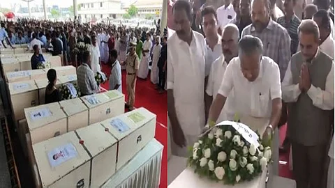 Kerala CM P Vijayan pay tribute to the Kuwait tragedy victims