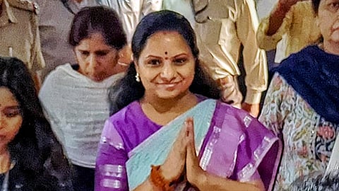 BRS leader K Kavitha leaves the Rouse Avenue Court after being produced by the Central Bureau of Investigation (CBI) in the alleged Delhi liquor policy case, in New Delhi. (File Photo)