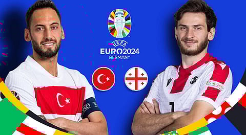 Turkey's Hakan Calhanoglu and Georgia's Khvicha Kvaratskelia