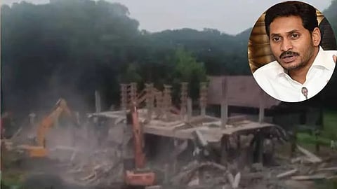 The central office of YSRCP at Tadepalli in Guntur district is getting demolished by the new government