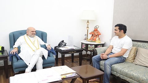 Home Minister Amit Shah and  Gautam Gambhir, mentor of IPL champions Kolkata Knight Riders