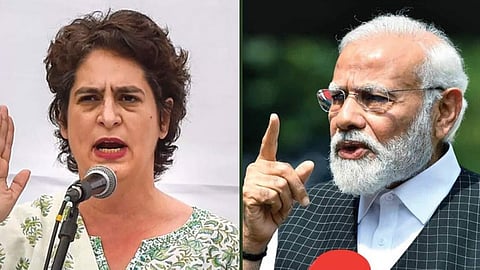 Congress leader Priyanka Gandhi Vadra and PM Narendra Modi