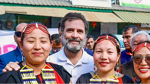 Leader of Opposition in Lok Sabha Rahul Gandhi with Manipuri girls