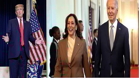 Donald Trump, Kamala Harris and Joe Biden