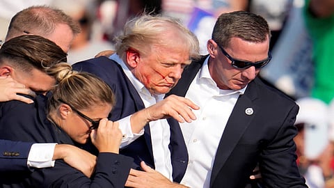 Former US president Donald Trump after undergoing the assassination attempt